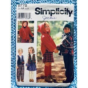 Simplicity sewing pattern  9778 kids hoodie top skirt pants